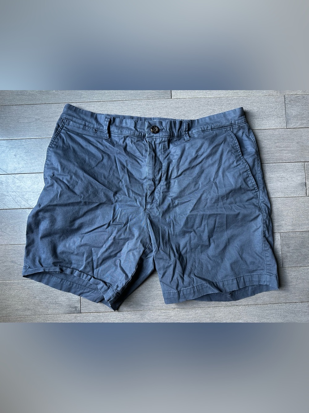 Men’s Goodfellow Blue Flat Front Chino Linden 7” Inseam Summer Shorts Size 34